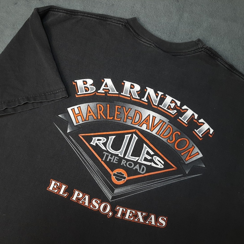 VINTAGE Harley Davidson Shirt Mens Extra Large Black Motorcycle Barnett Texas